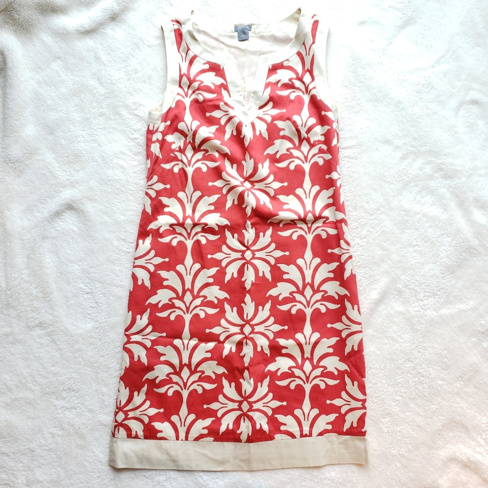 Ann Taylor Red and White Sleeveless Printed Shift Dress